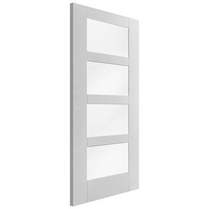 White Internal Primed Shaker 4 Light Obscure Glass Door (68158)