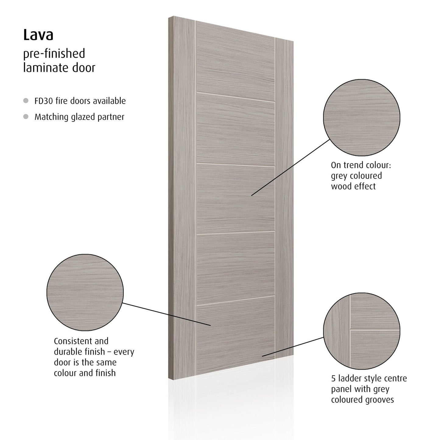 Internal Grey Fully Finished Lava Tigris 5P Laminate Door (LAVTIG)