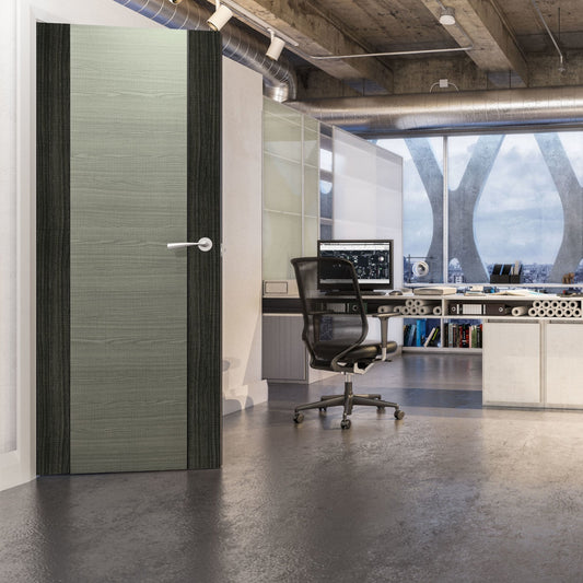 B-Grade Light Grey Ash Internal Fully Finished Flush FD30 Fire Door with Dark Grey Ash Edges (76049)