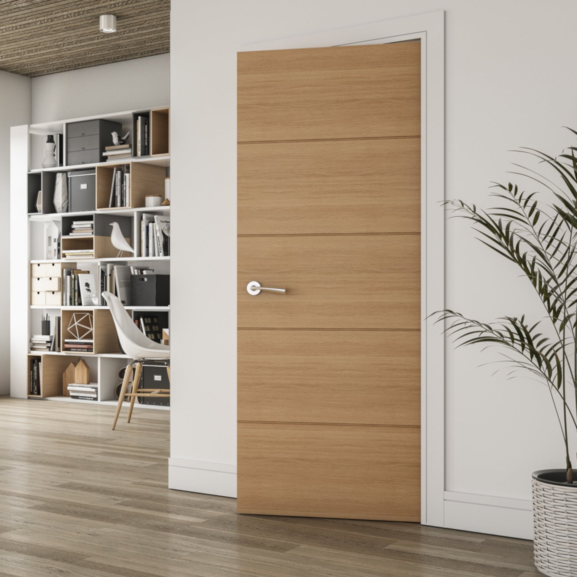 B-Grade Oak Internal Fully Finished Augusta 5 Panel FD30 Fire Door (38421)