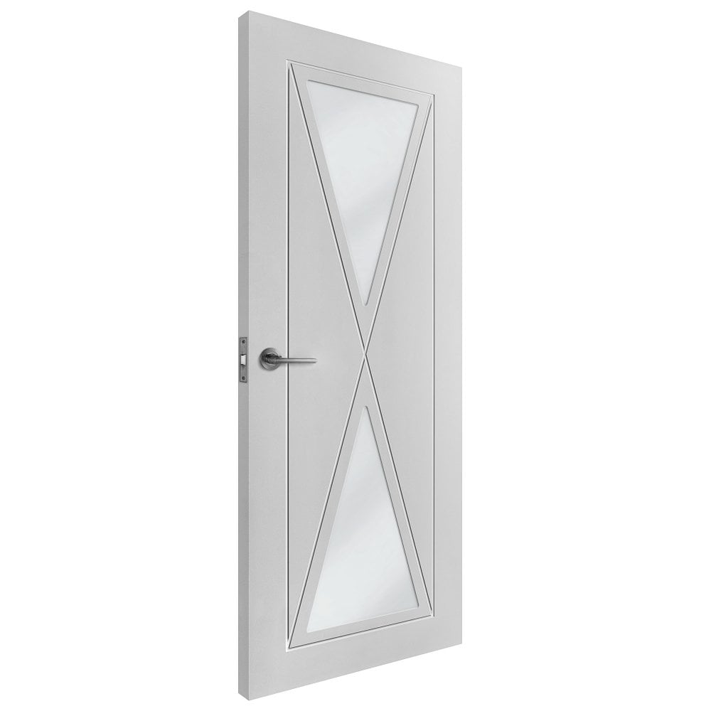 White Internal Primed Alexa 2 Light Clear Glass Door (79063)