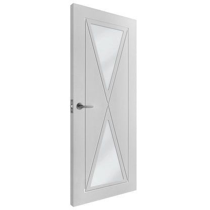 White Internal Primed Alexa 2 Light Clear Glass Door (79063)