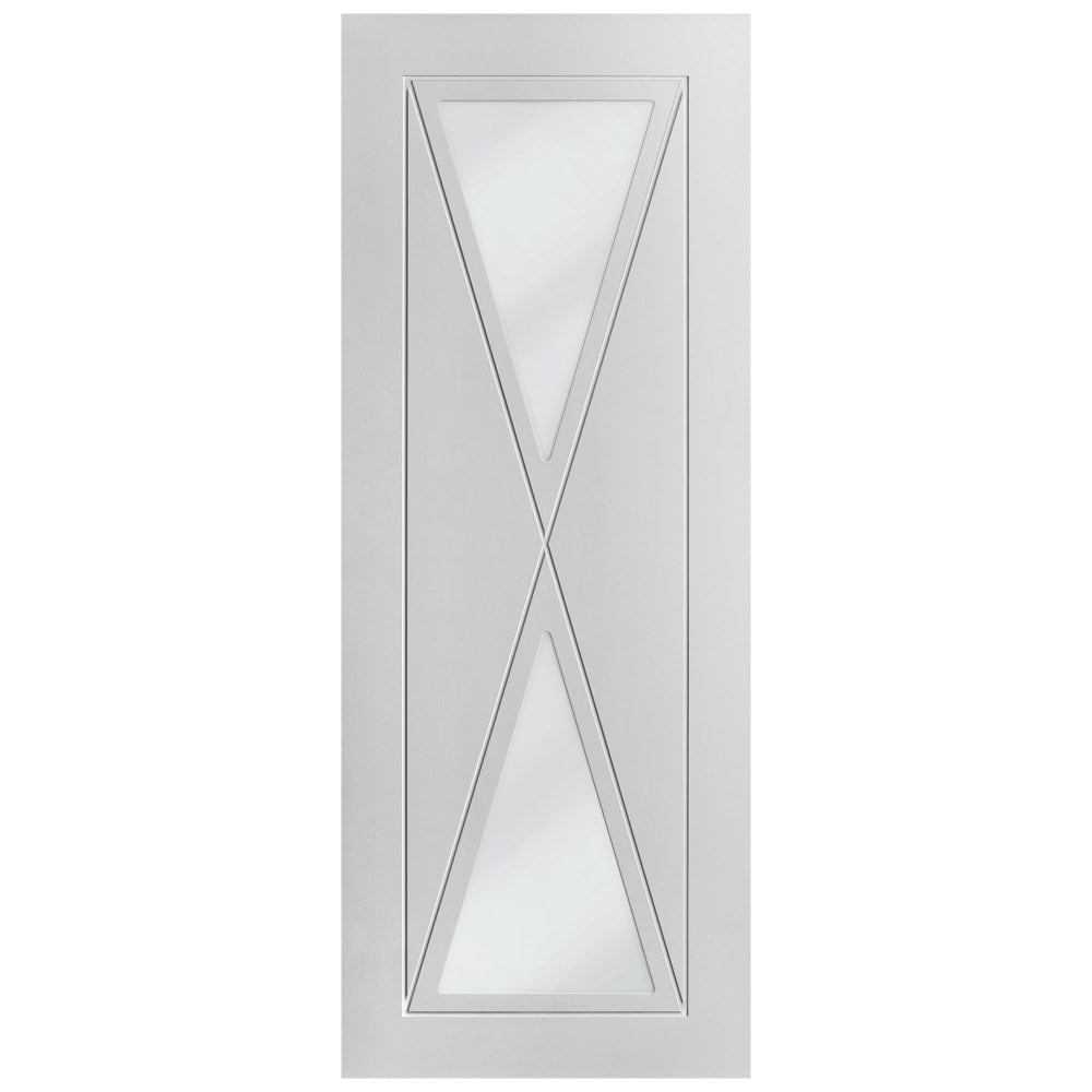 White Internal Primed Alexa 2 Light Clear Glass Door (79063)