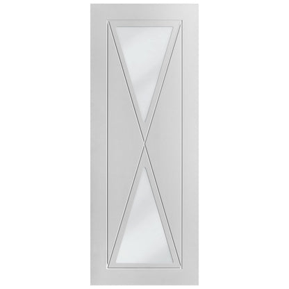 White Internal Primed Alexa 2 Light Clear Glass Door (79063)