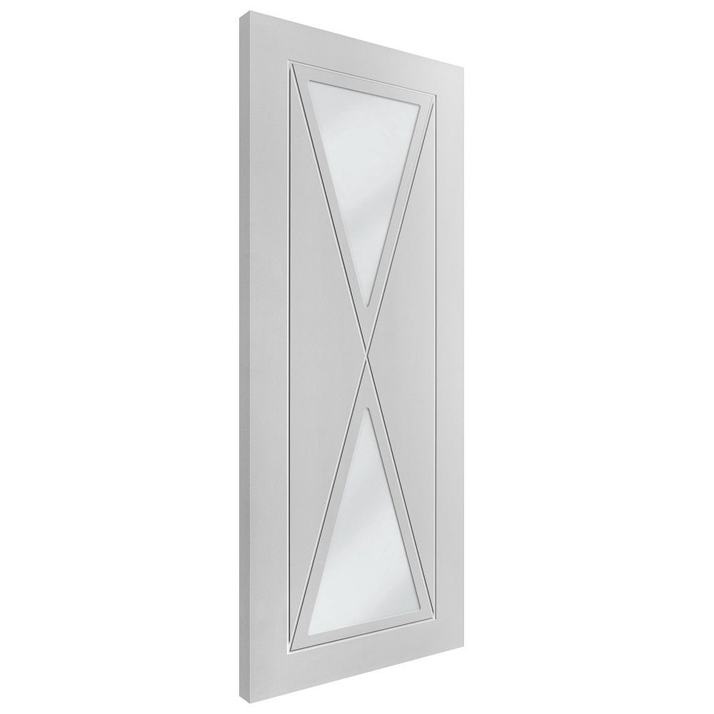White Internal Primed Alexa 2 Light Clear Glass Door (79063)