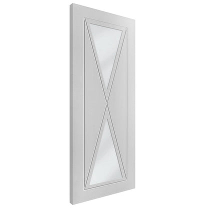 White Internal Primed Alexa 2 Light Clear Glass Door (79063)