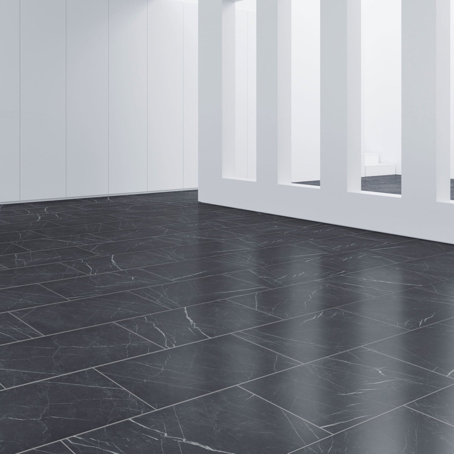 Black Marble - Industry Tile Water-resistant 8mm Laminate Flooring (84220)