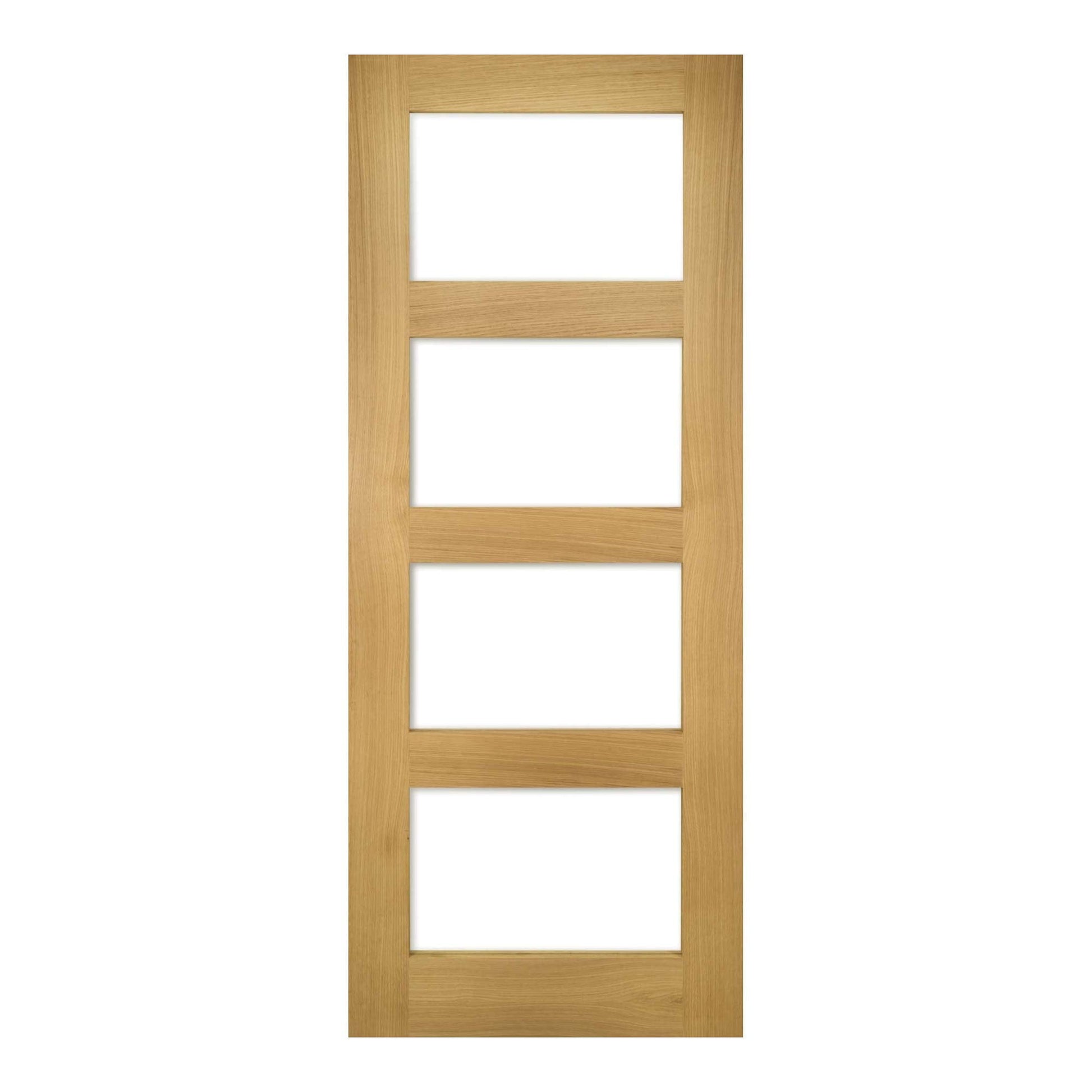 B-Grade Oak Internal Unfinished Coventry 4 Light Clear Glass Door (38497)