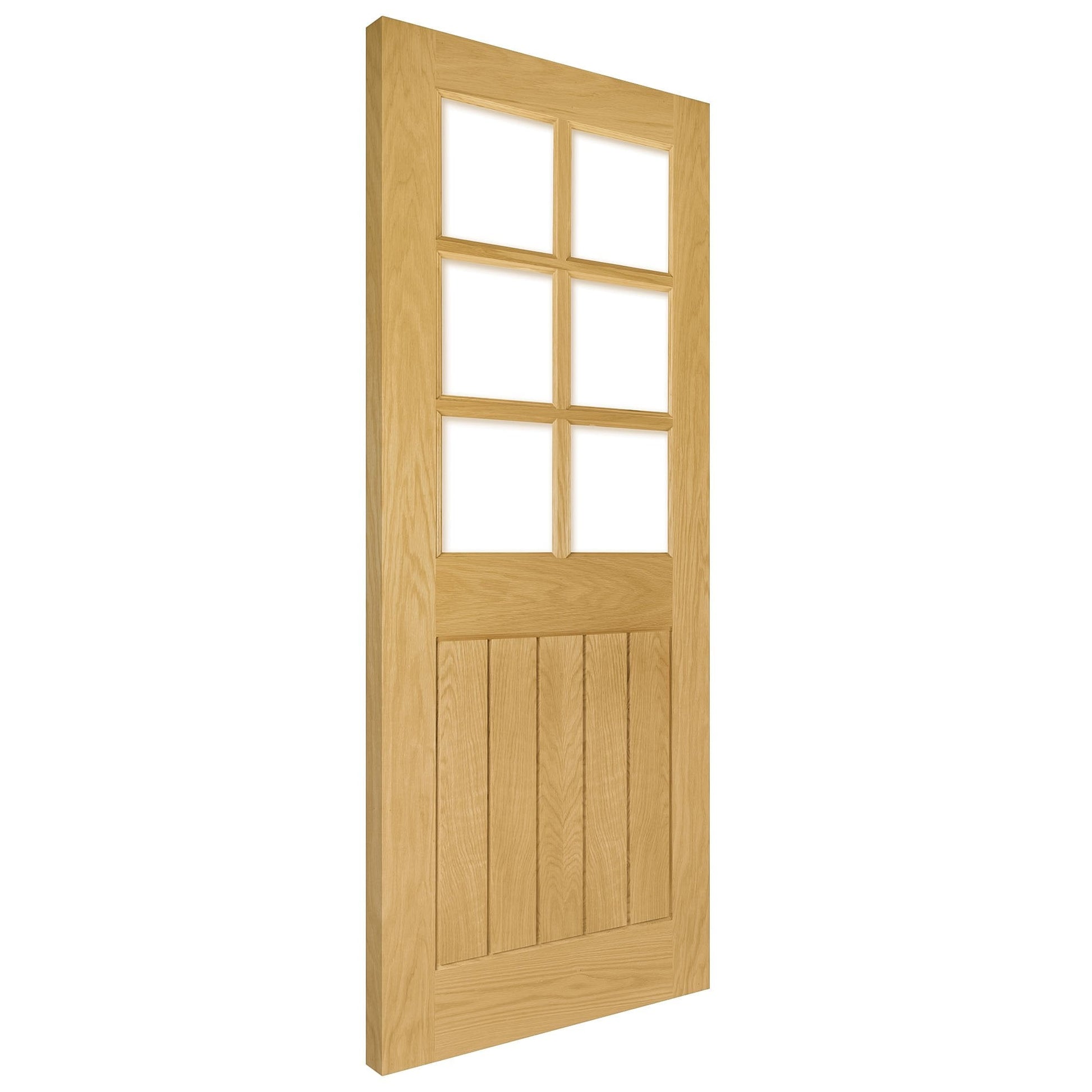 B-Grade Oak Internal Unfinished Ely 1 Panel 6 Light Bevelled Clear Glass Door (38416)