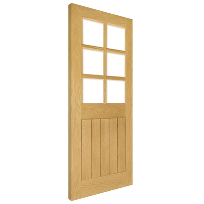 B-Grade Oak Internal Unfinished Ely 1 Panel 6 Light Bevelled Clear Glass Door (38416)