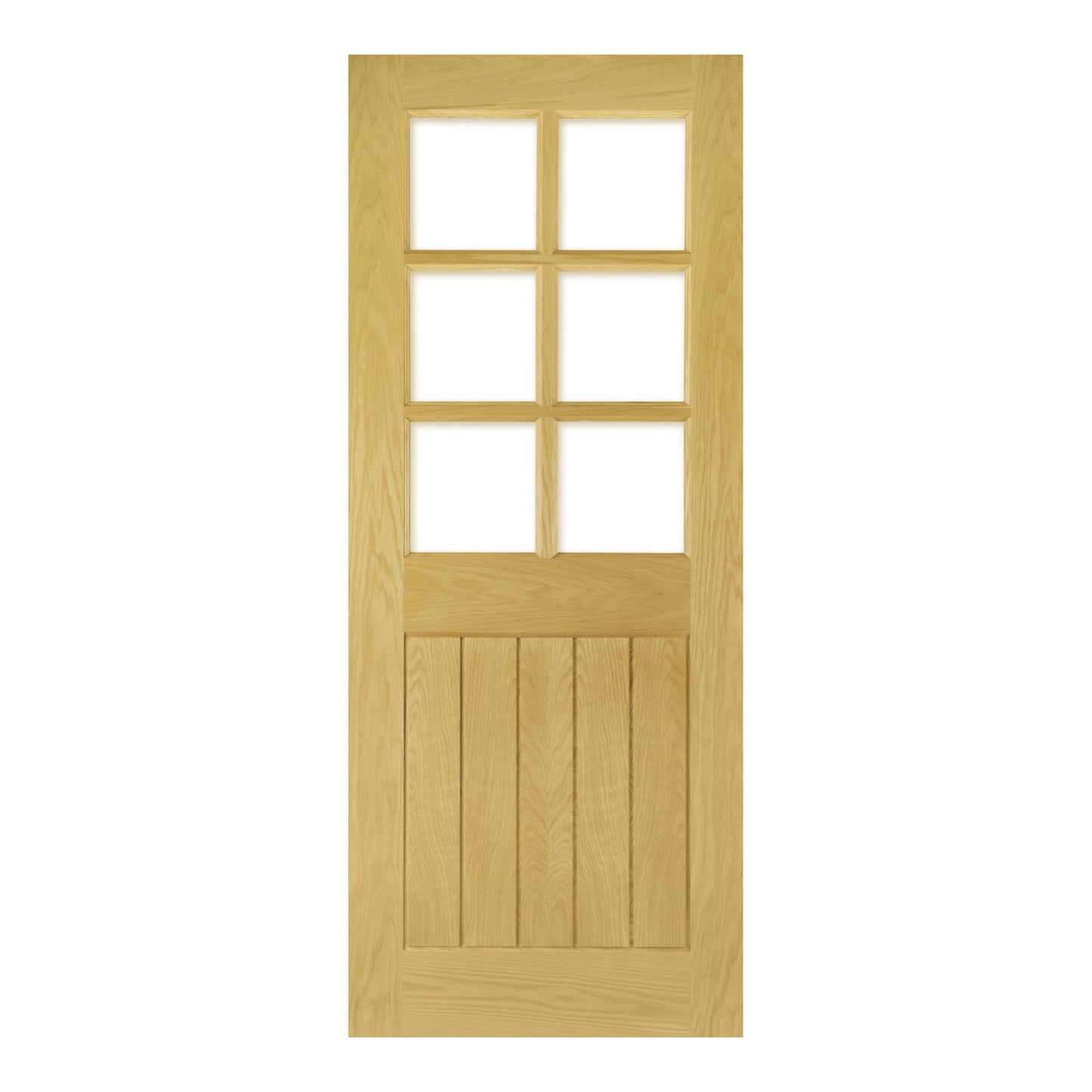 B-Grade Oak Internal Unfinished Ely 1 Panel 6 Light Bevelled Clear Glass Door (38416)