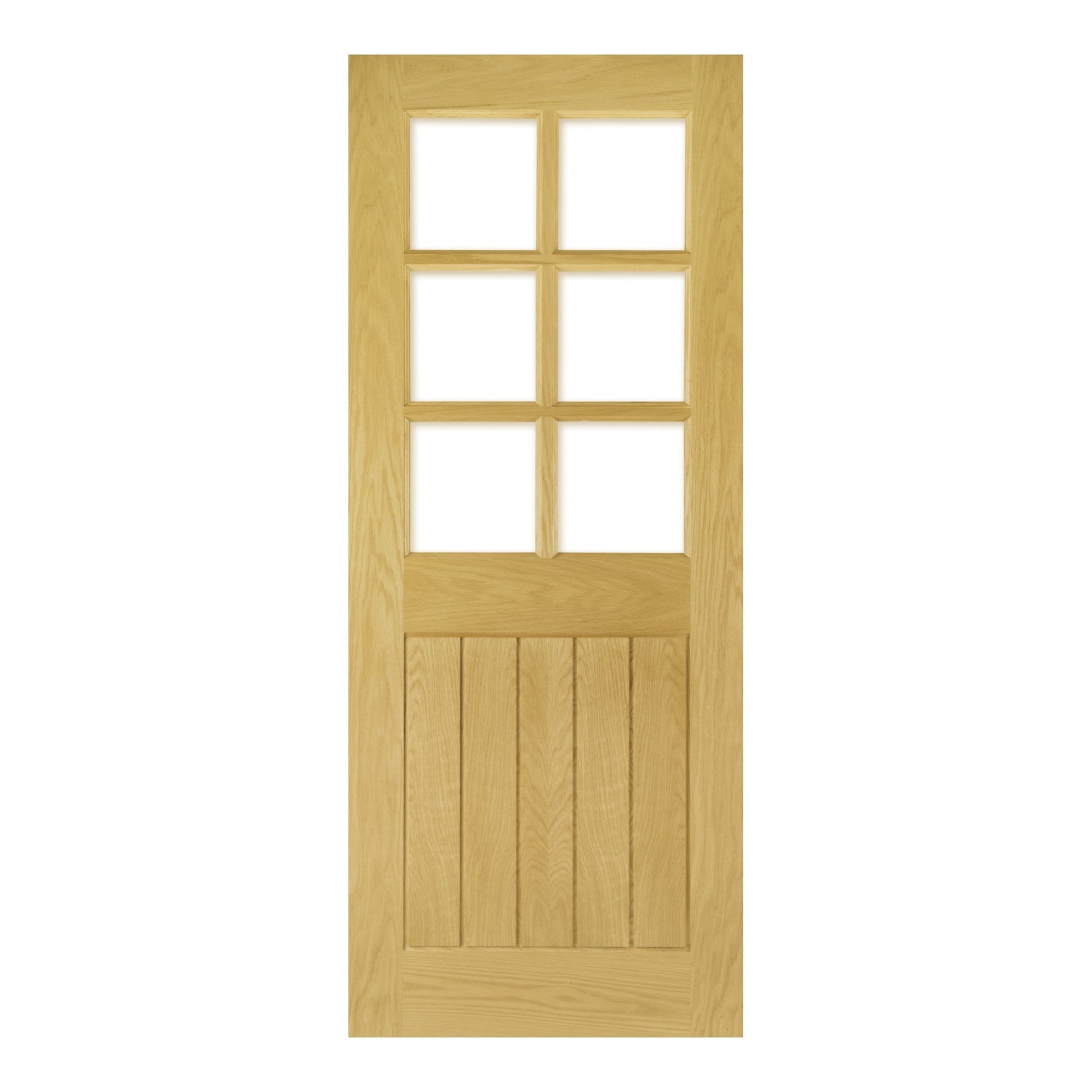 B-Grade Oak Internal Unfinished Ely 1 Panel 6 Light Bevelled Clear Glass Door (38416)