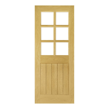 B-Grade Oak Internal Unfinished Ely 1 Panel 6 Light Bevelled Clear Glass Door (38416)