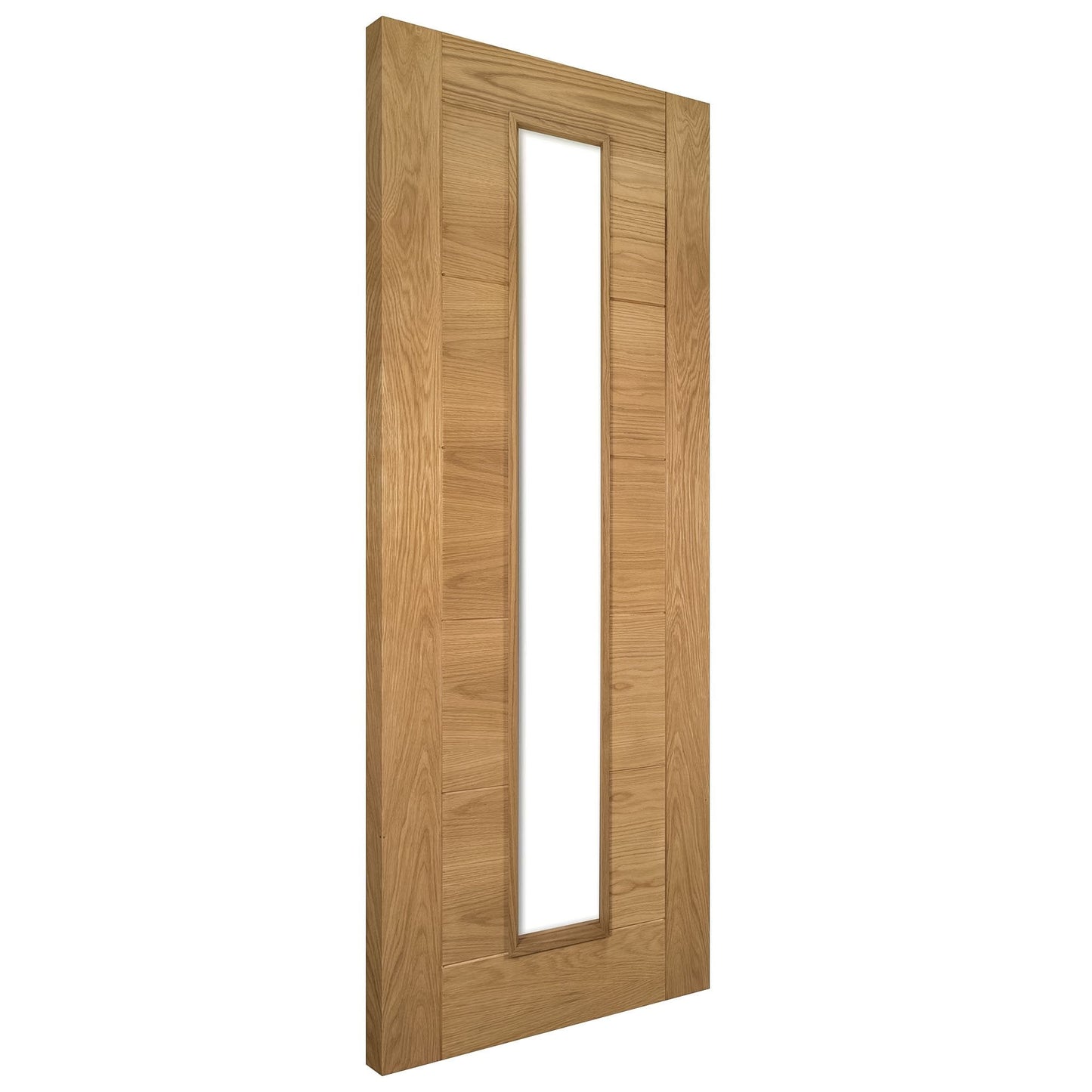 B-Grade Oak Internal Fully Finished Seville 7 Panel 1 Light Clear Glass FD30 Fire Door (59565)