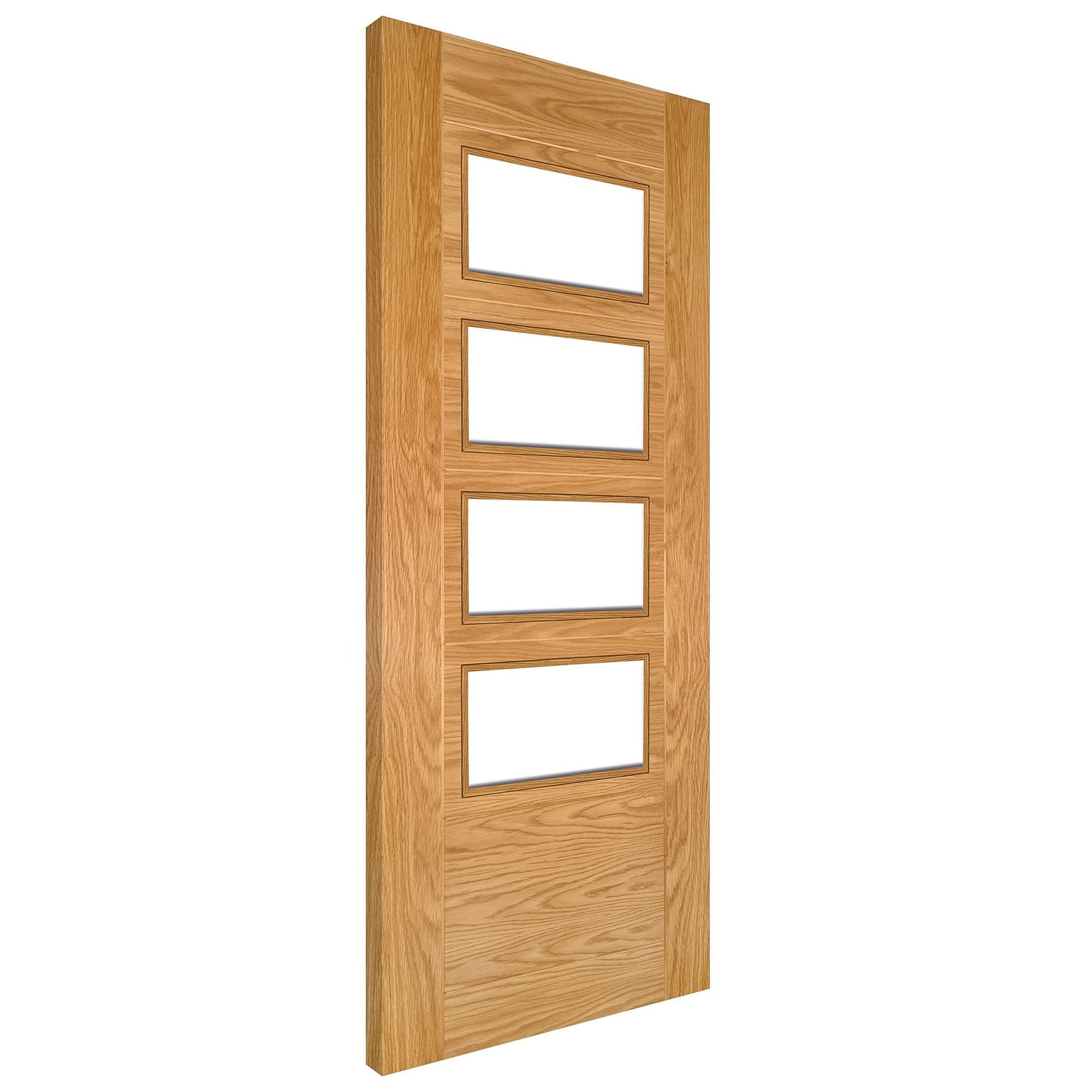 B-Grade Oak Internal Fully Finished Seville 7 Panel 4 Light Clear Glass Door (51691)