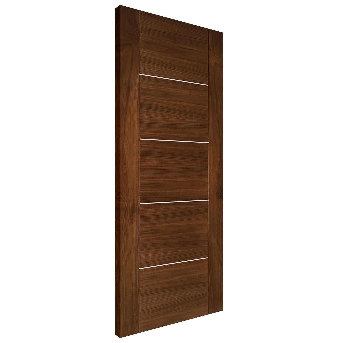 B-Grade Walnut Internal Fully Finished Valencia 5 Panel FD30 Fire Door with Aluminium Horizontal Inlays (47900)