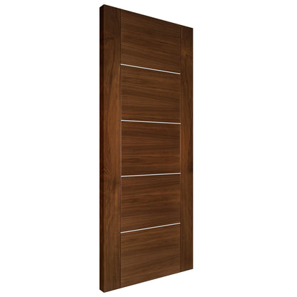 B-Grade Walnut Internal Fully Finished Valencia 5 Panel FD30 Fire Door with Aluminium Horizontal Inlays (47900)