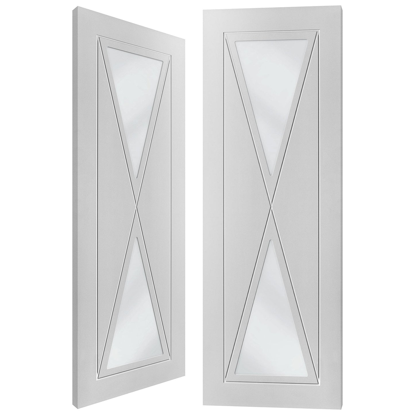 White Internal Primed Alexa 2 Light Clear Glass Pair Door (85813)