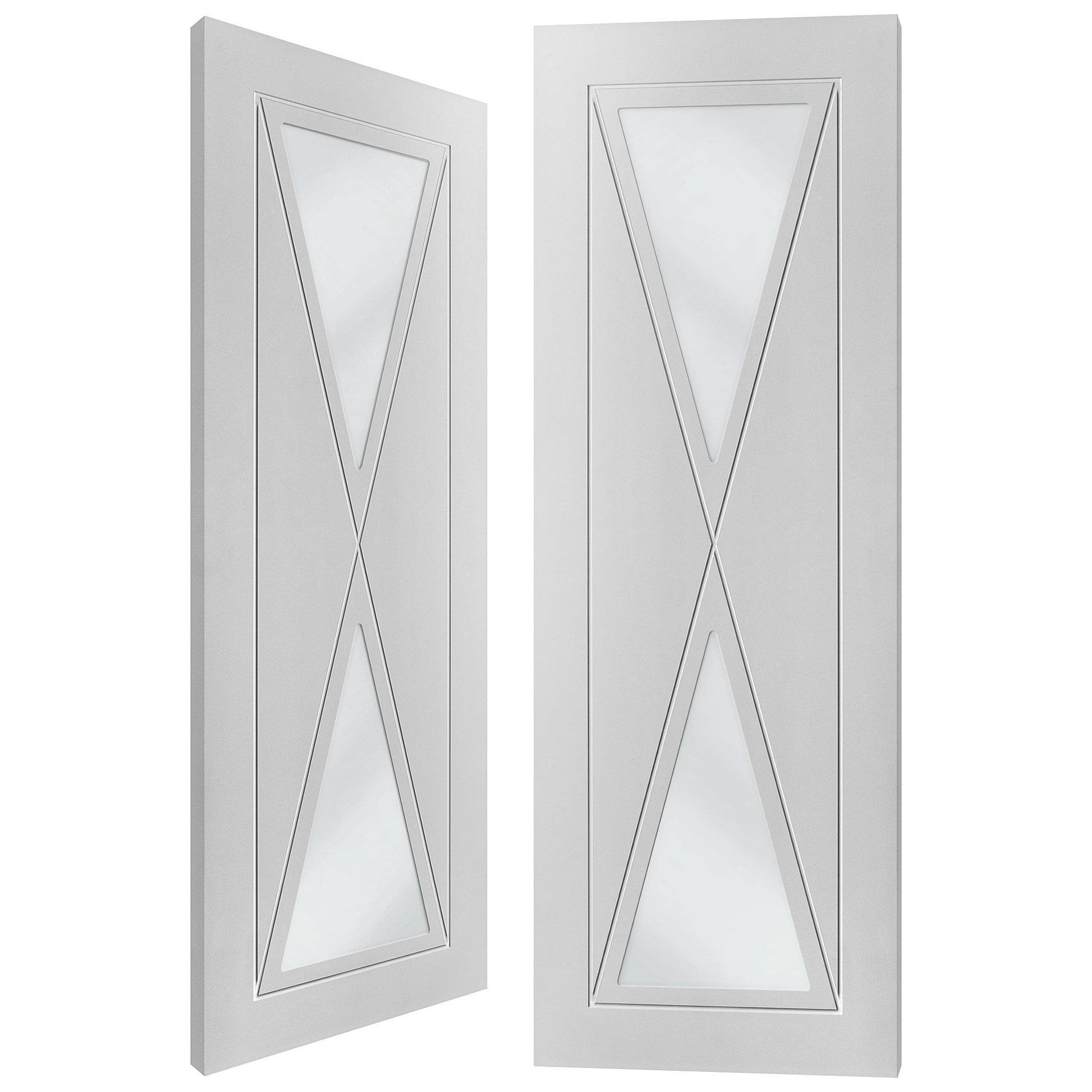 White Internal Primed Alexa 2 Light Clear Glass Pair Door (85813)