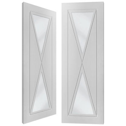 White Internal Primed Alexa 2 Light Clear Glass Pair Door (85813)