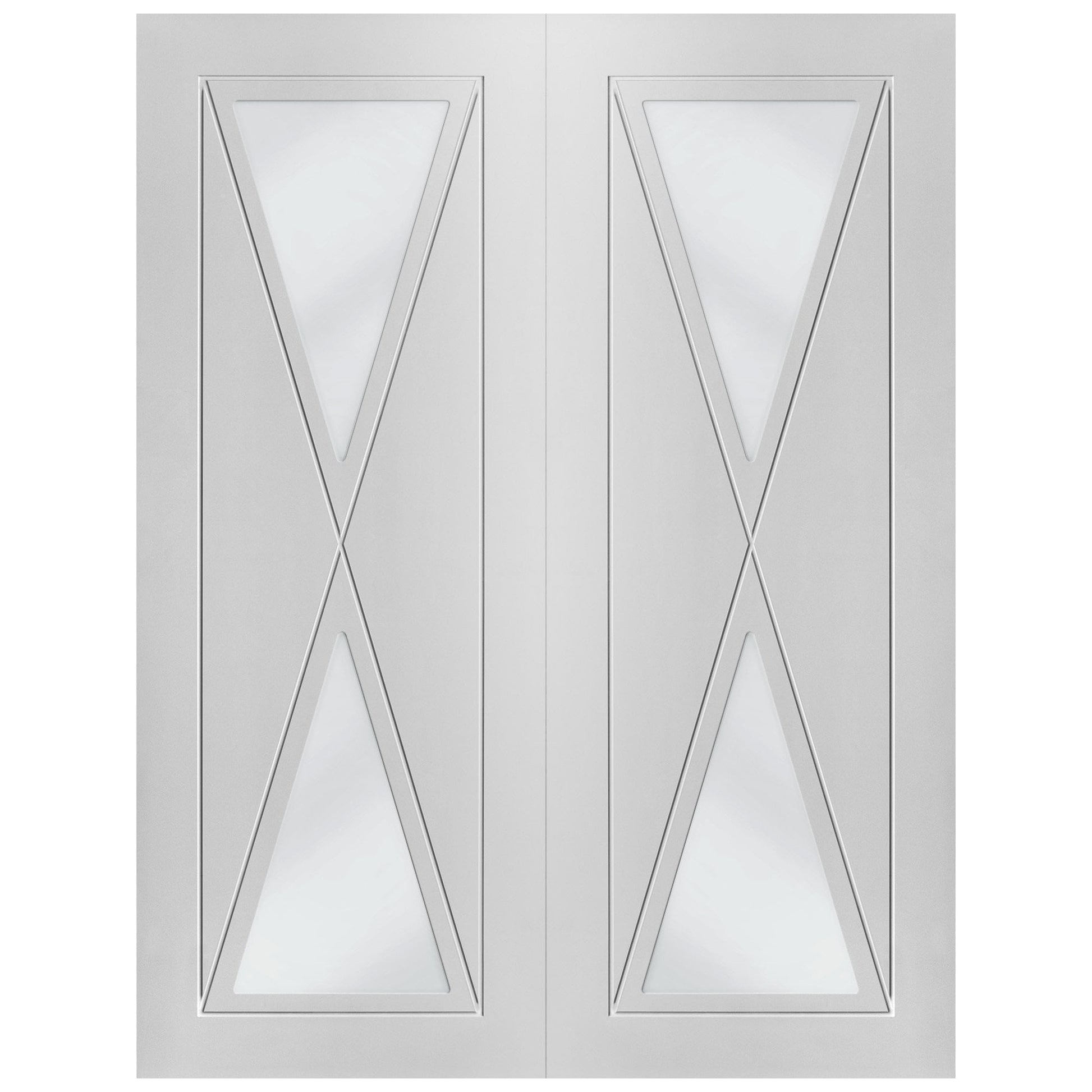 White Internal Primed Alexa 2 Light Clear Glass Pair Door (85813)