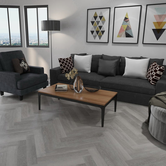 Light Grey Oak - Herringbone SPC 5.5mm Rigid Core Vinyl Flooring (85860)