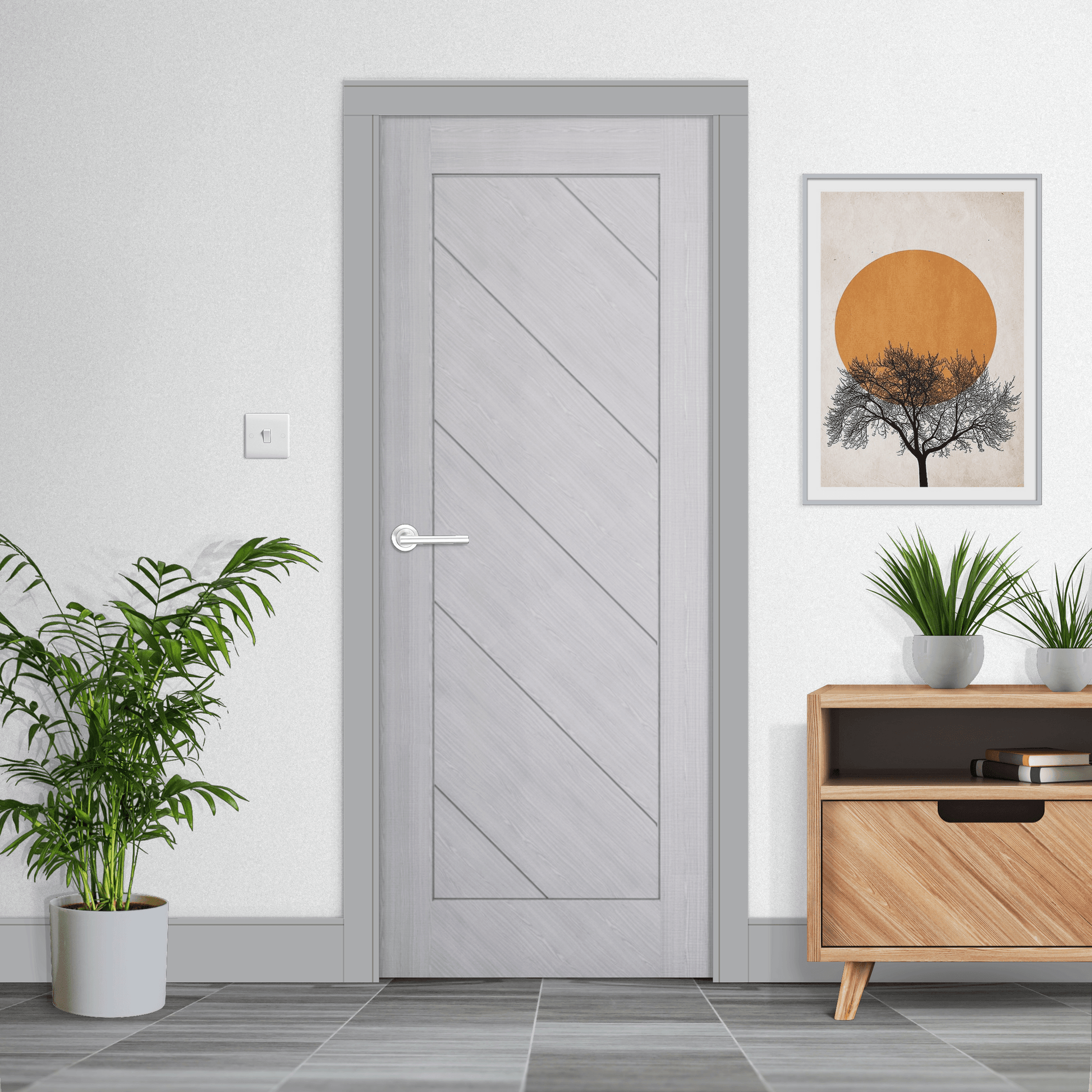 B-Grade Light Grey Internal Fully Finished Torino 6 Panel FD30 Fire Door (85869)
