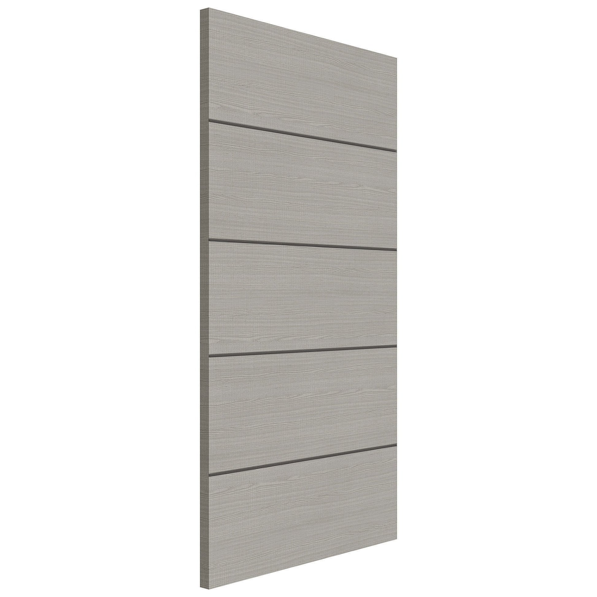 B-Grade Light Grey Ash Internal Fully Finished Flush Door with Dark Grey Ash Horizontal Inlays (76045)