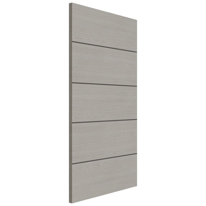 B-Grade Light Grey Ash Internal Fully Finished Flush Door with Dark Grey Ash Horizontal Inlays (76045)