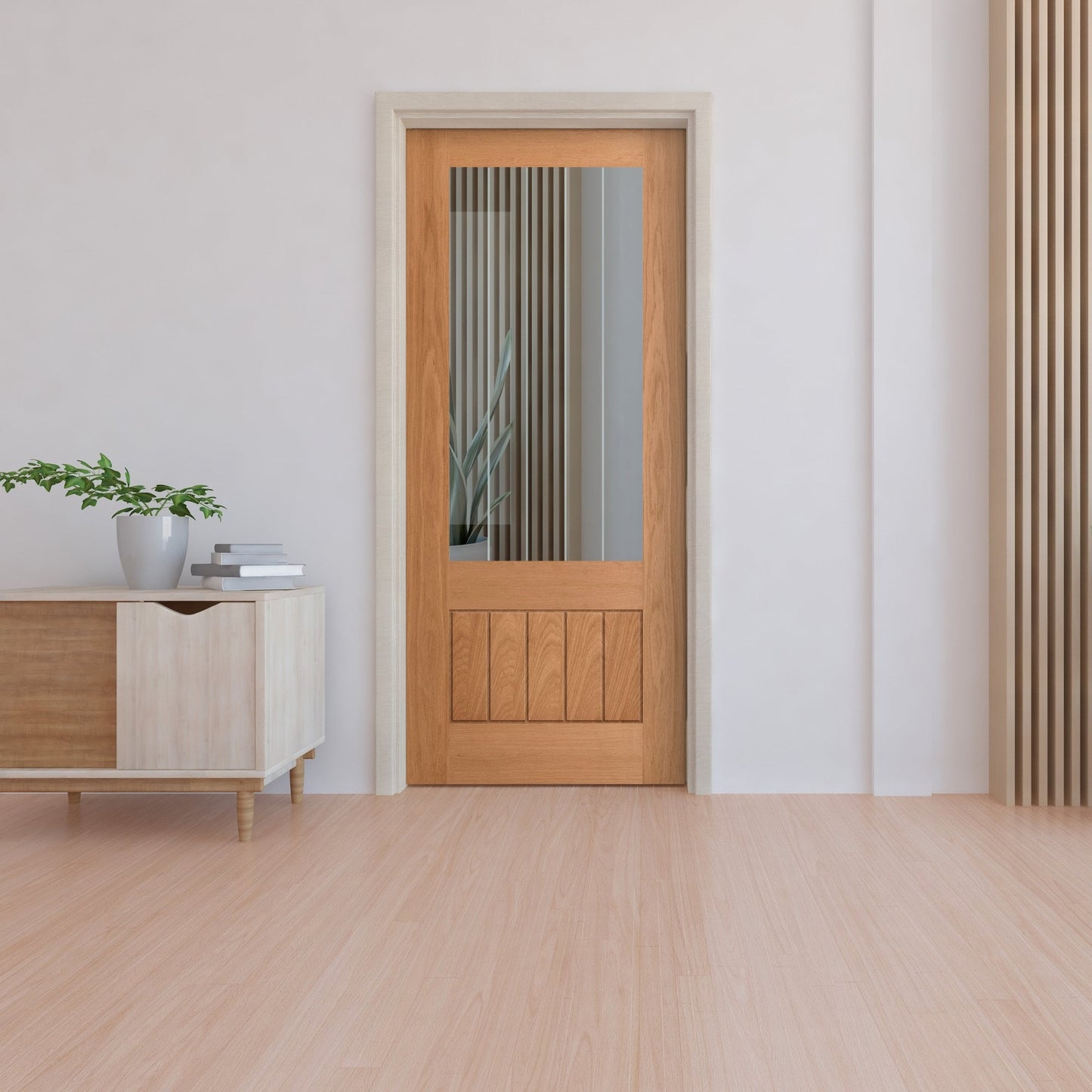Internal Oak Fully Finished Dordogne 1L Etched Silkscreen Clear Glass Door (HOWPFODOR1L)