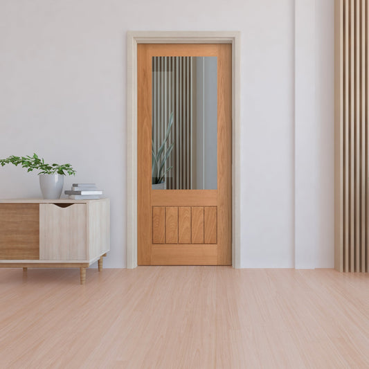 Internal Oak Fully Finished Dordogne 1L Etched Silkscreen Clear Glass Door (HOWPFODOR1L)