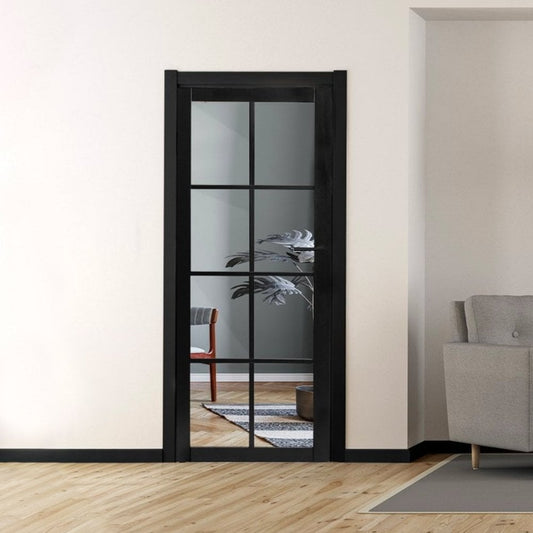 Graphite Black Internal Fully Finished Industrial Studio 8 Light Clear Glass Door (105839)