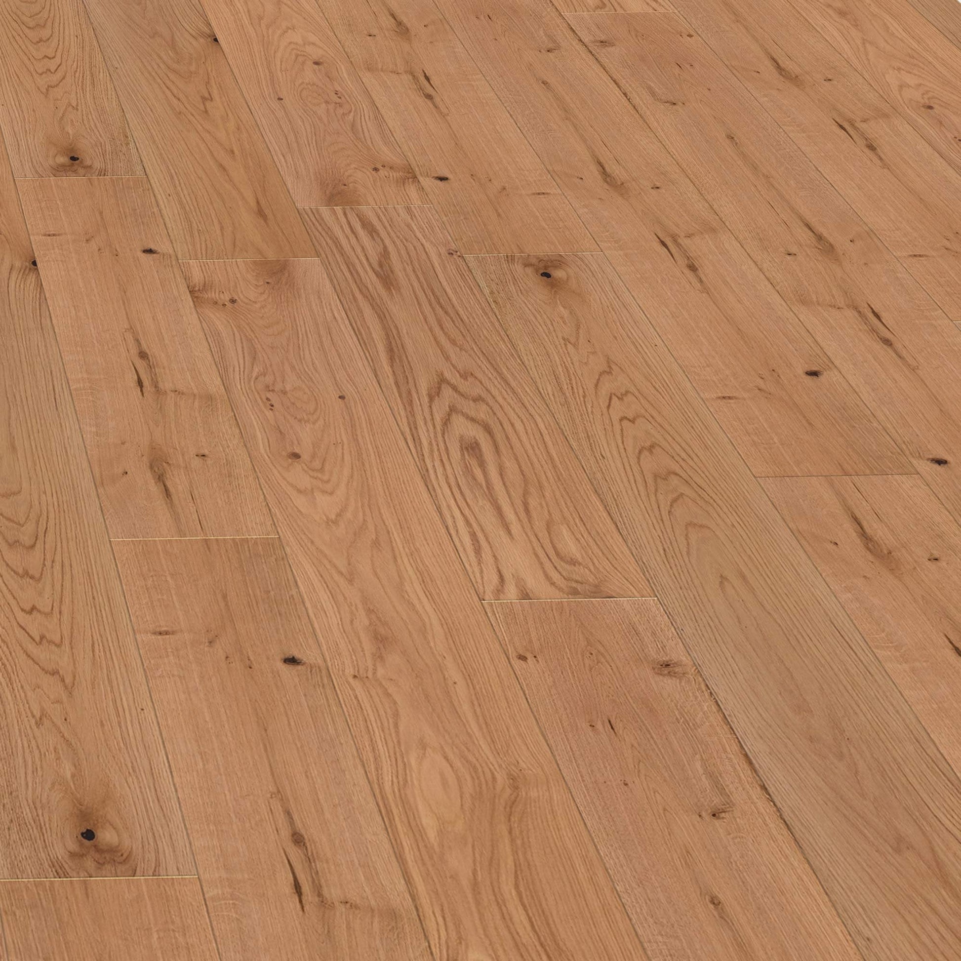 Natural Oak - Premier 14mm Brushed UV lacquer Engineered Real Wood Flooring (75571)