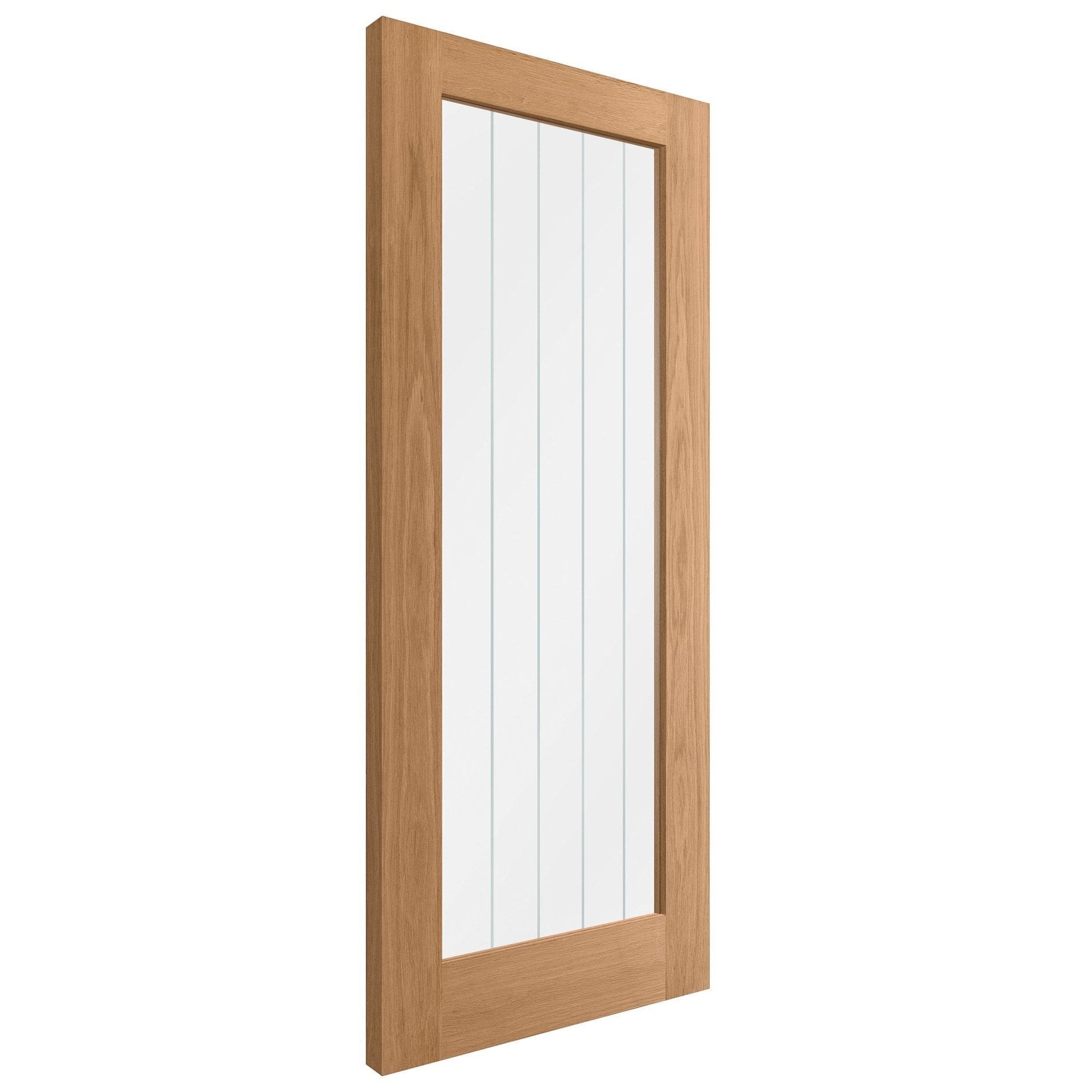 Oak Internal Unfinished Farley 1 Light Obscure Lined Clear Glass Door (107991)