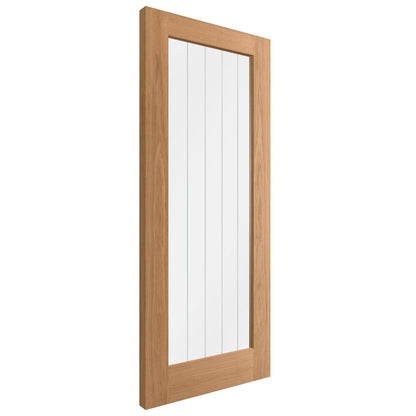 Oak Internal Unfinished Farley 1 Light Obscure Lined Clear Glass Door (107991)