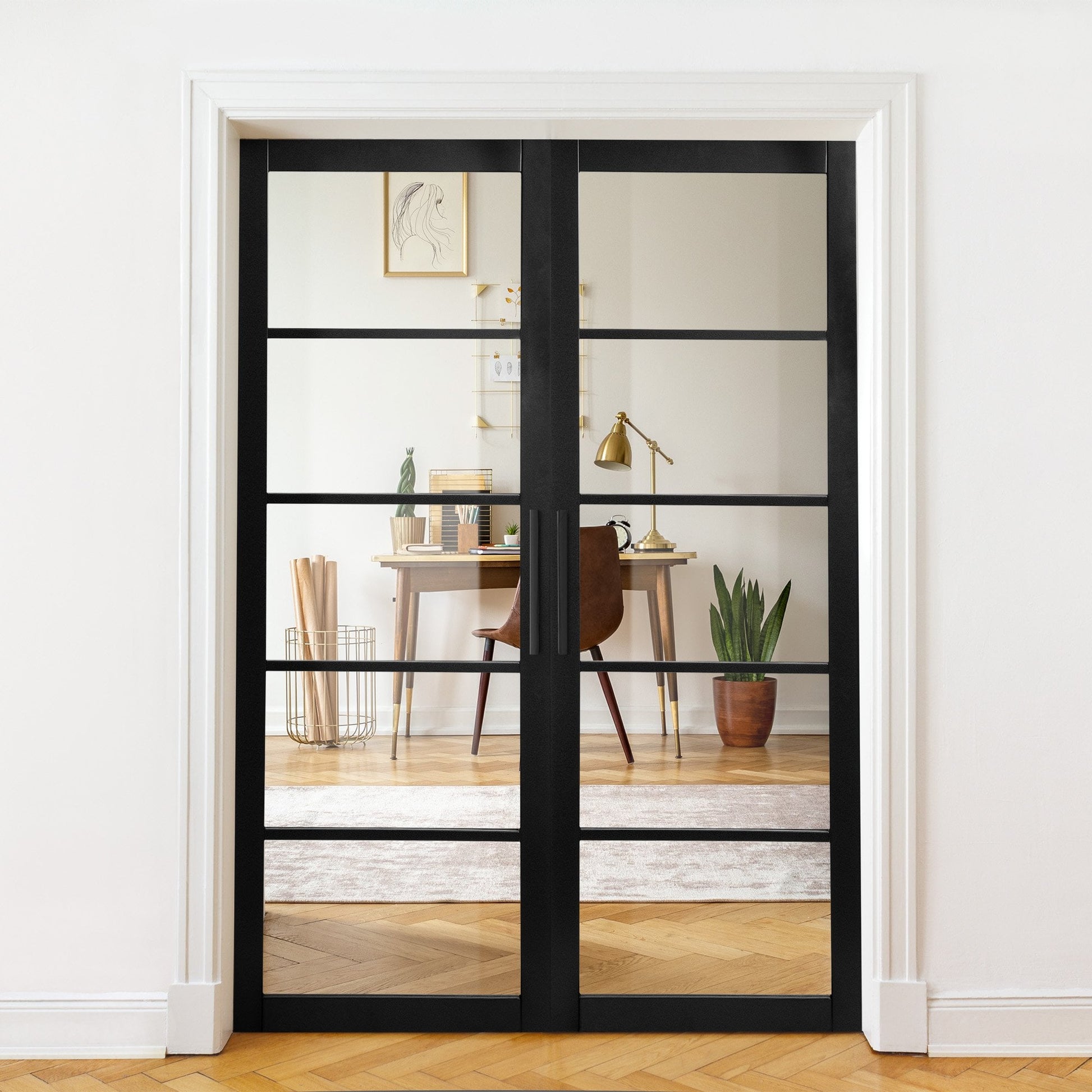 Graphite Black Internal Fully Finished Industrial Studio 5 Light Clear Glass Door (105836)