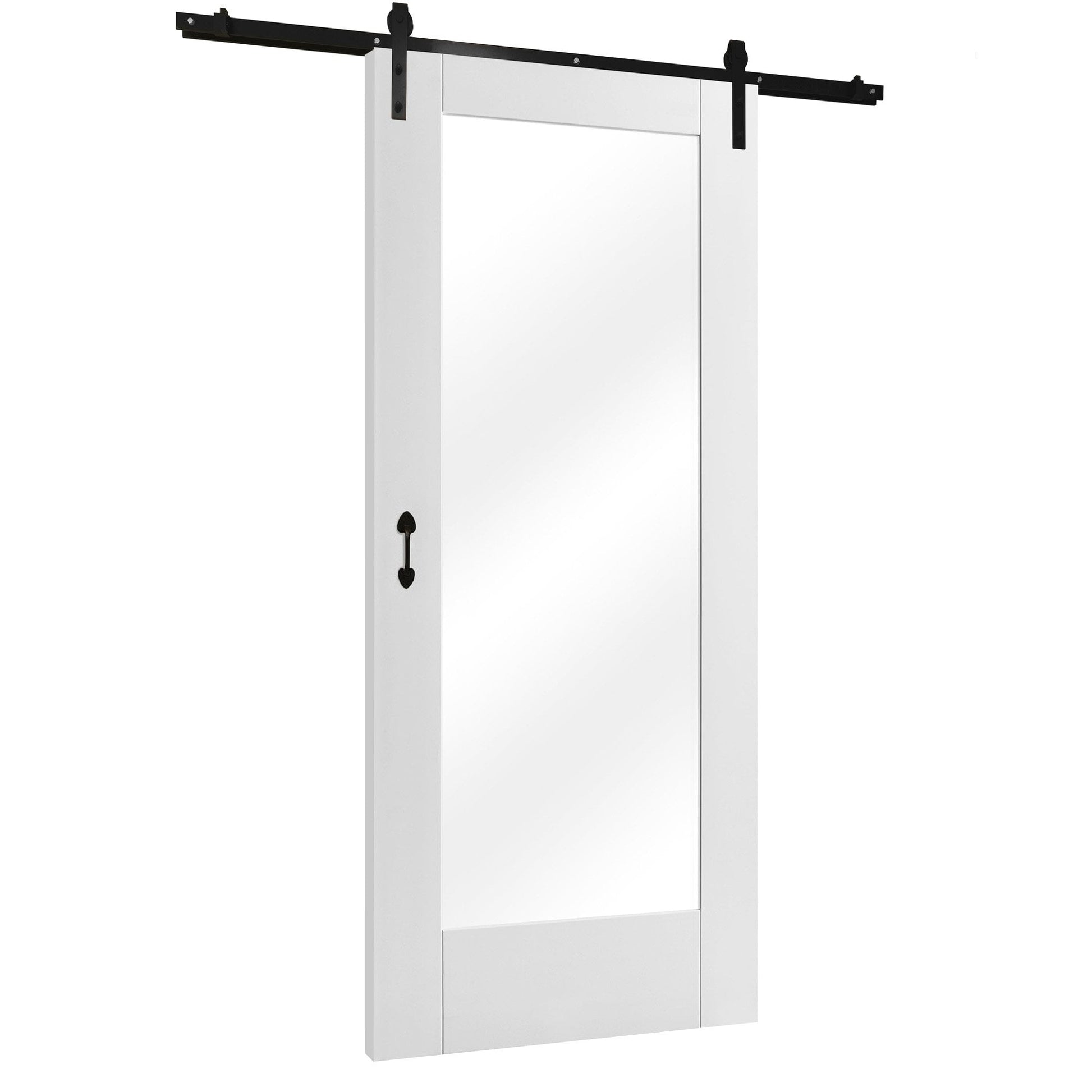 White Internal Primed Pattern 10 Industrial Track Sliding 1 Light Clear Glass Door (108434)