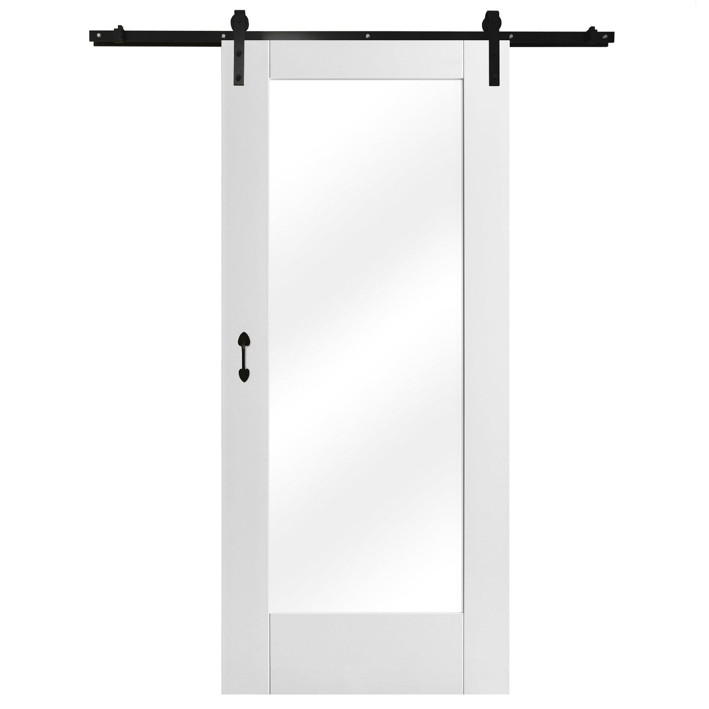 White Internal Primed Pattern 10 Industrial Track Sliding 1 Light Clear Glass Door (108434)