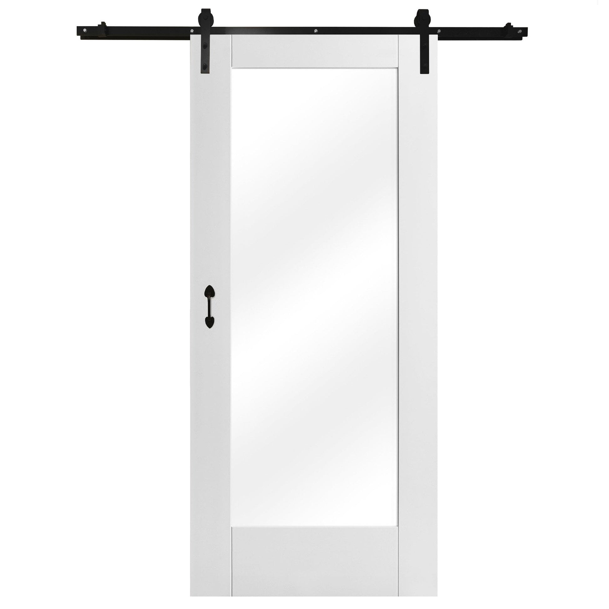 White Internal Primed Pattern 10 Industrial Track Sliding 1 Light Clear Glass Door (108434)