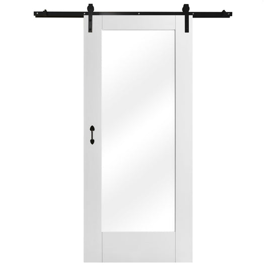 White Internal Primed Pattern 10 Industrial Track Sliding 1 Light Clear Glass Door (108434)