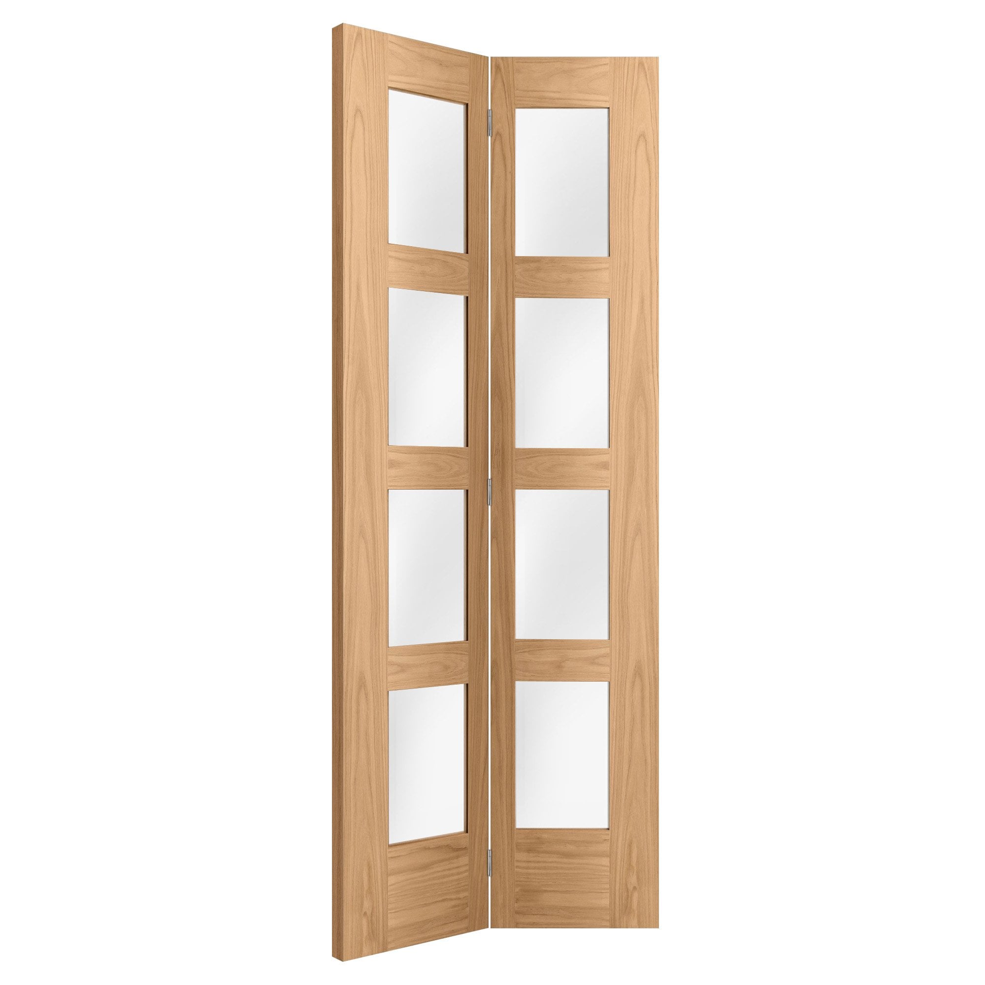 Liberty Doors Oak Internal Unfinished Bi-fold Shaker 4 Light Clear