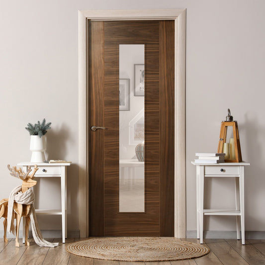 Internal Walnut  Fully Finished Milano 1 Light Clear Glass Door (107900)