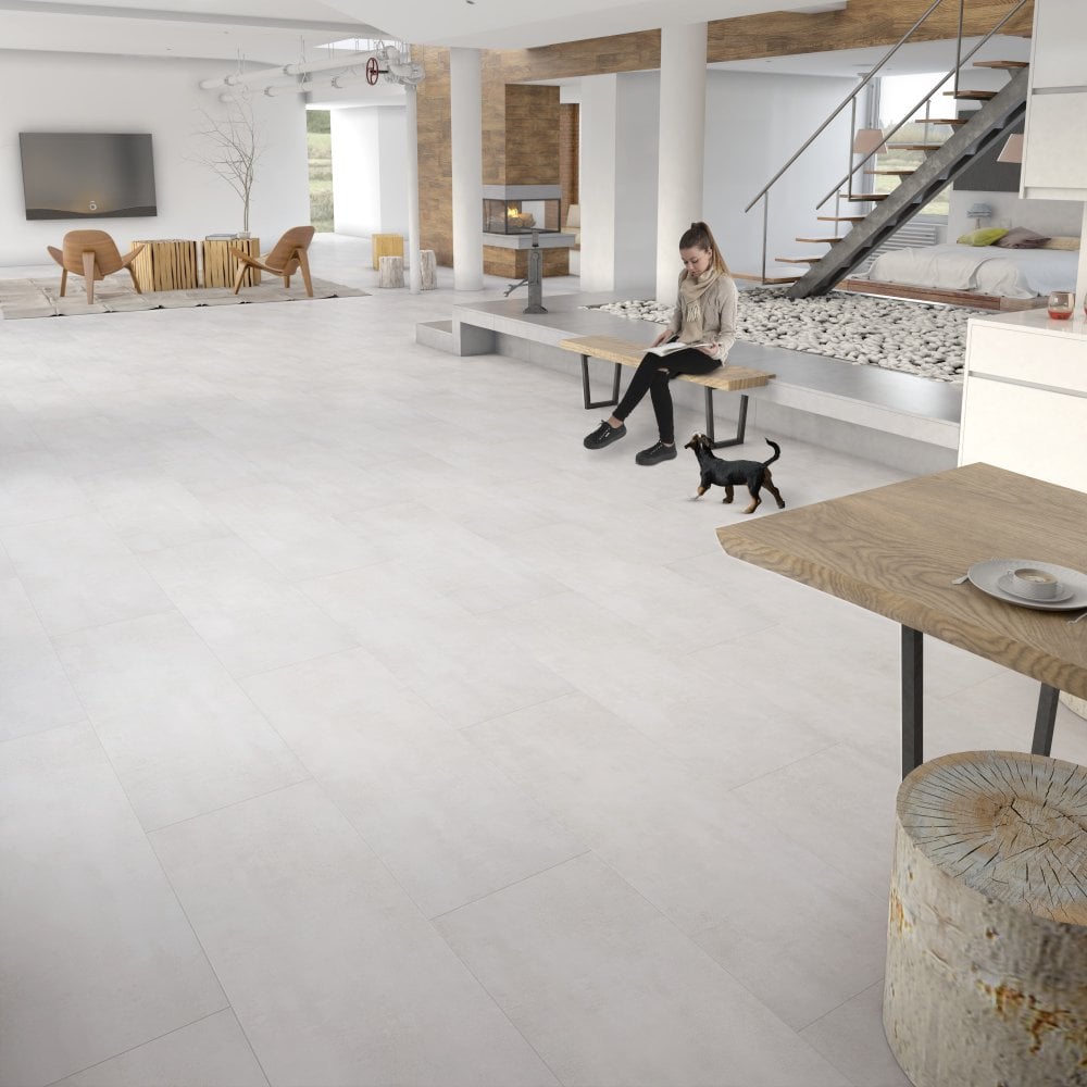 Blanco - Industry Tile Water-resistant 8mm Laminate Flooring (108560)