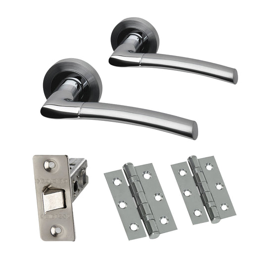 Premium Falcon Lever On Round Rose Handle Pack - Two-Tone Chrome (46323)