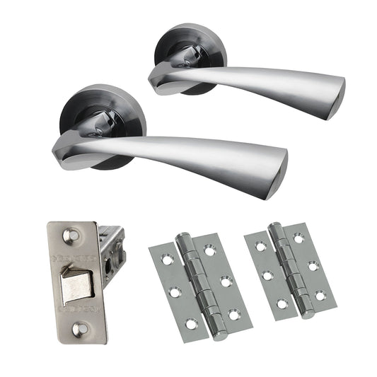 Premium Truro Lever On Round Rose Handle Pack - Two-Tone Chrome (46321)