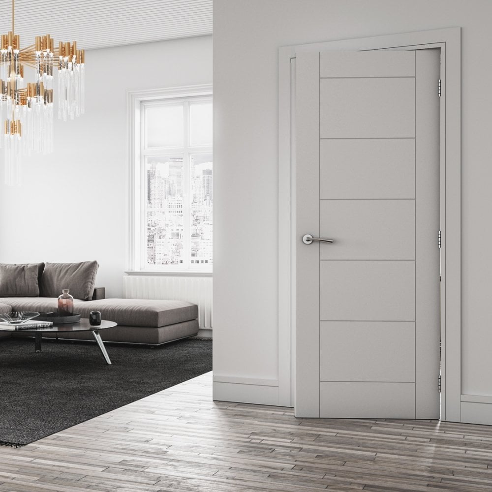 White Primed Linear 7P Door (LIN7P)