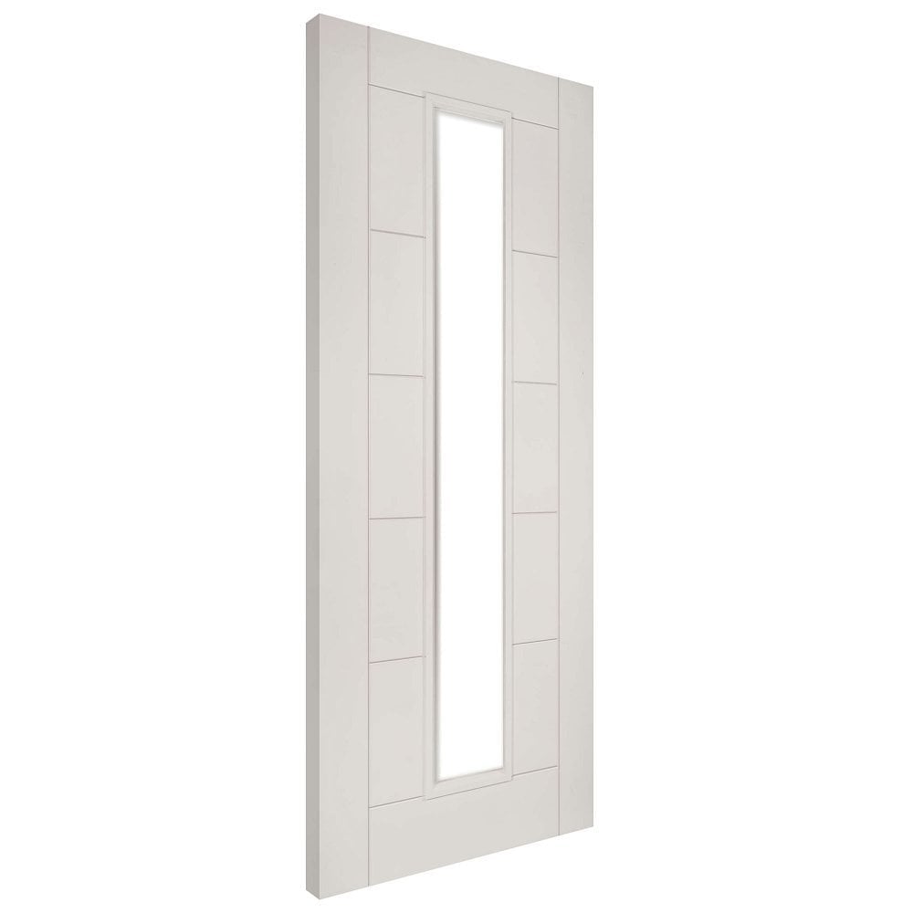 White Primed Linear 1L Clear Glass Door (LIN7PCG)