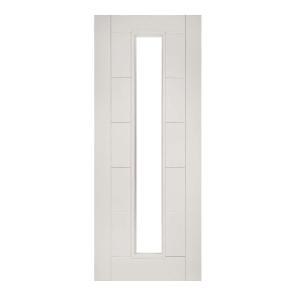 White Primed Linear 1L Clear Glass Door (LIN7PCG)