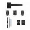 Industrial Argo Square Rose Lever Bathroom Door Handle Set - Matt Black (268070)