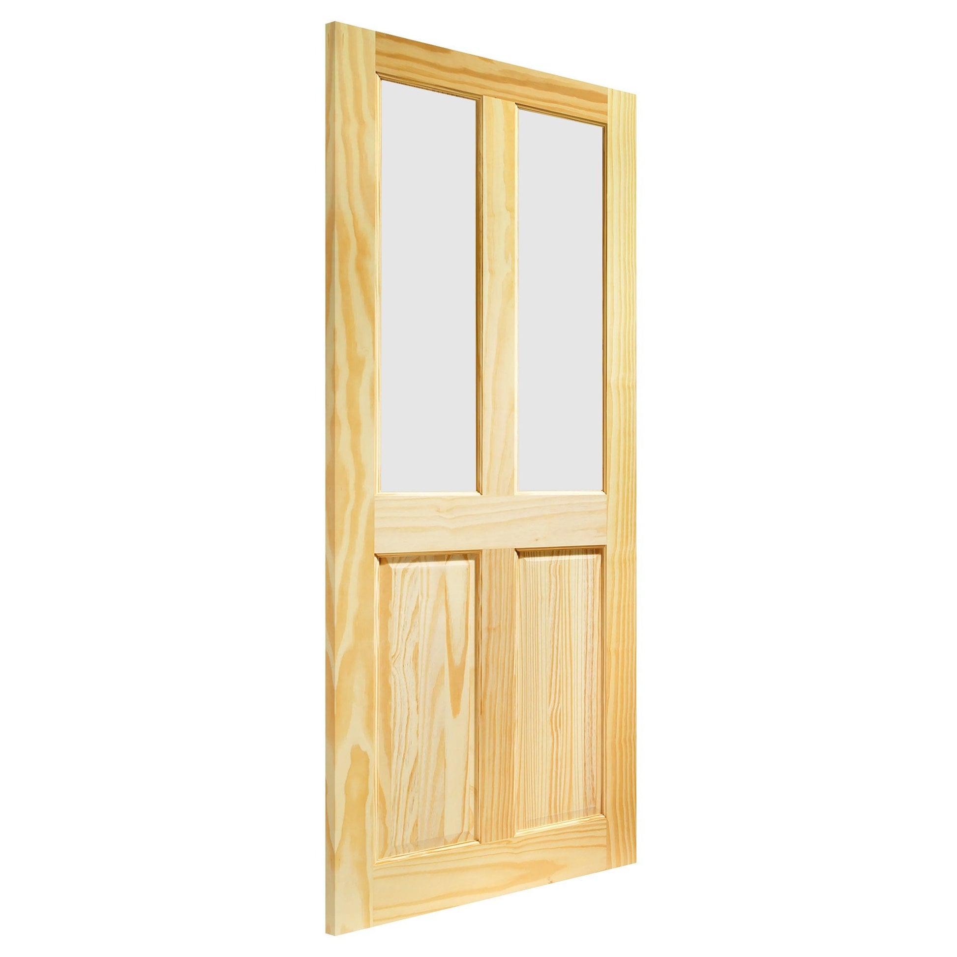 Clear Pine Internal Unfinished 2 Panel 2 Light Obscure Glass Door (93643)